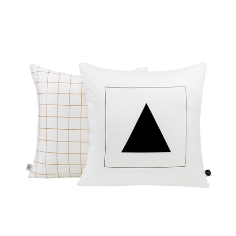 Design Ministry black, white and copper reversible Triangle print cushion